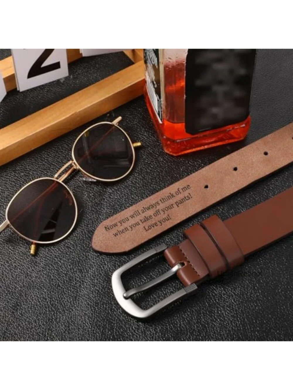Genuine Leather Men's Belt Personalized Humor Gift Classic Zinc Alloy Buckle